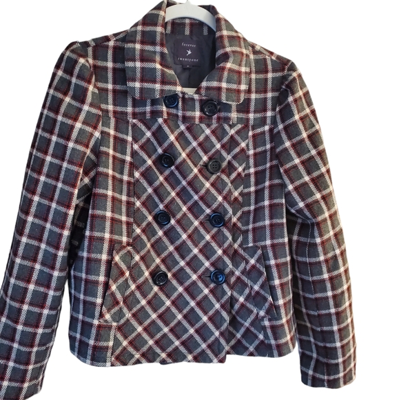 Forever 21 Jackets & Blazers - Forever Twenty-one Plaid Women's Peacoat.
